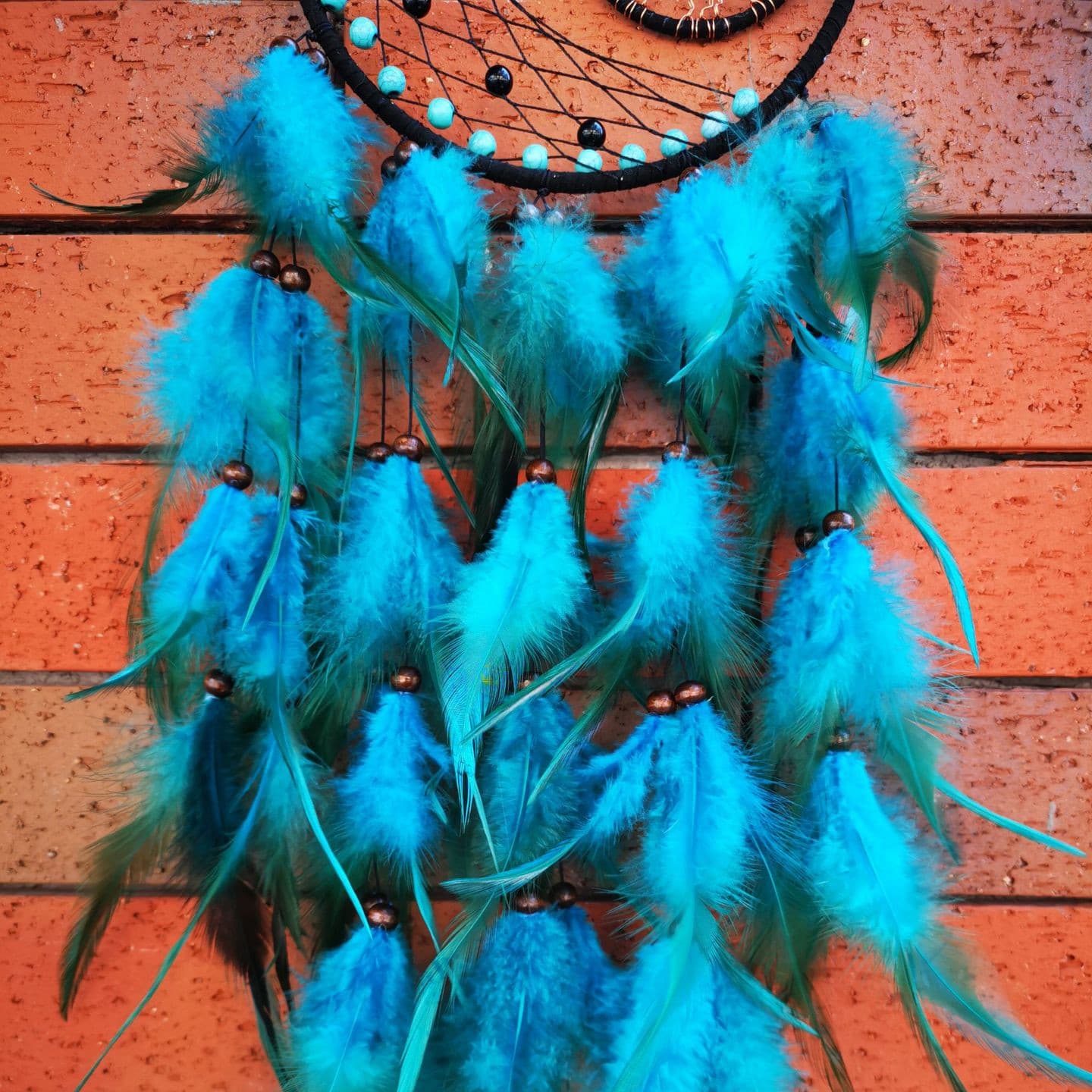 Attrape-Rêves Arbre de Vie & Lune (plumes turquoise) — Maison, photo 2