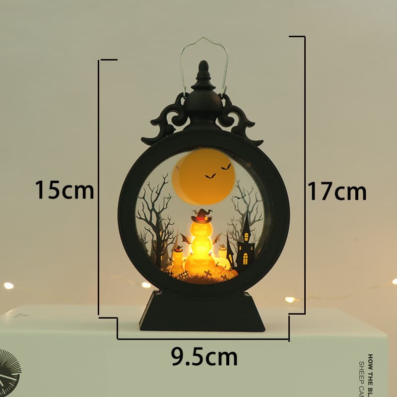 Lanterne Halloween Rétro à Flamme LED (scène citrouille) — Maison, photo 4