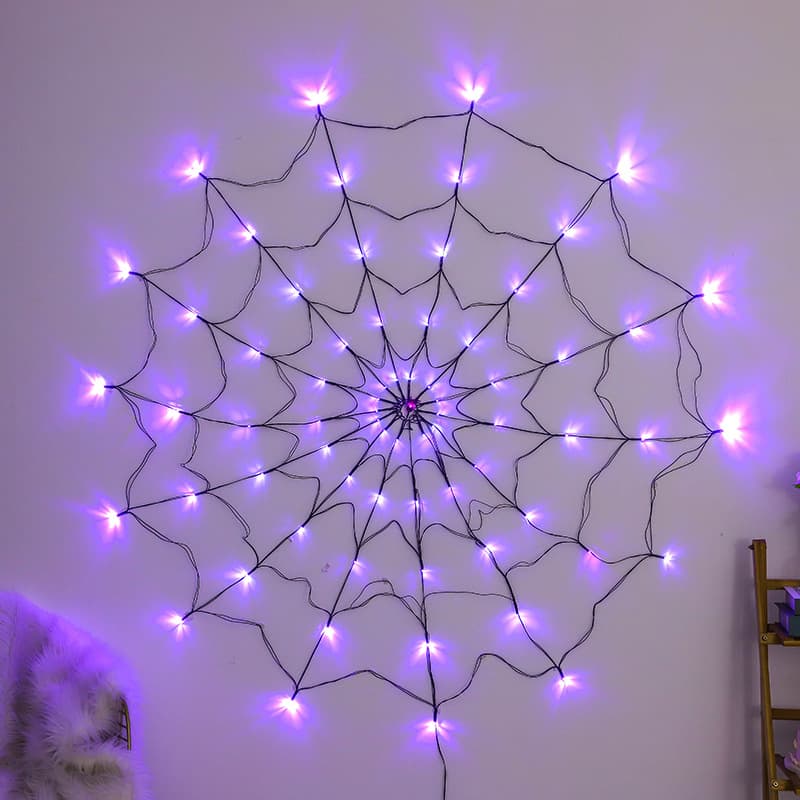 Toile d'Araignée Lumineuse LED (Halloween, 1,5 m, lumière violette)