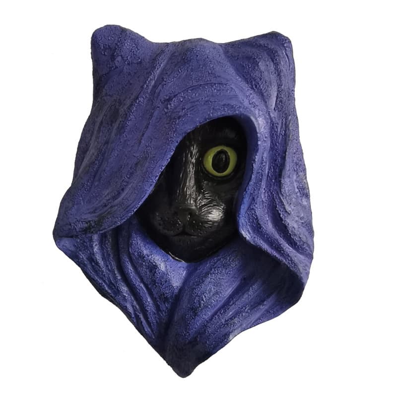 Décoration Murale Chat Noir sous sa Capuche (résine peinte, violet)
