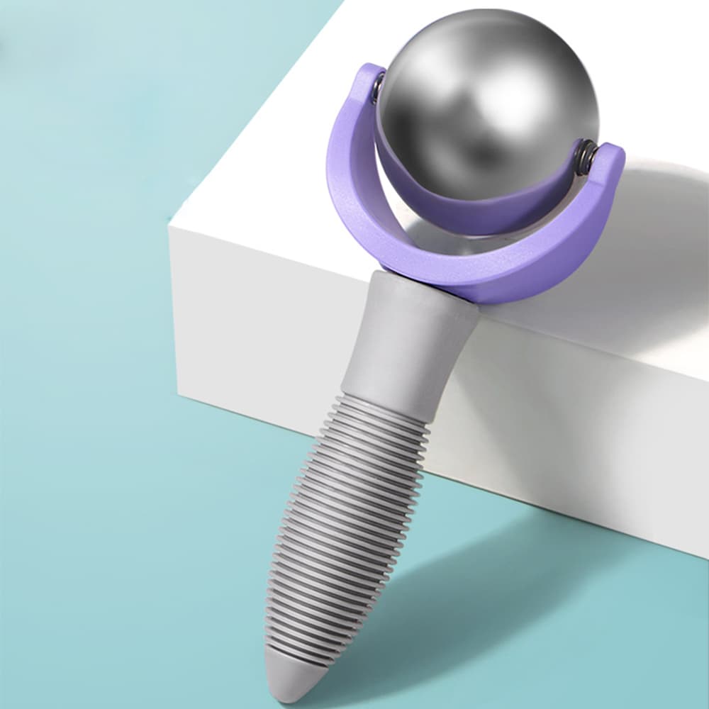 Rouleau de Massage à Bille en Acier Inoxydable (manche ergonomique, violet) — Bien-être, photo 2