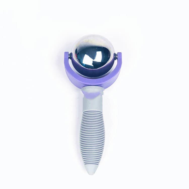 Rouleau de Massage à Bille en Acier Inoxydable (manche ergonomique, violet)