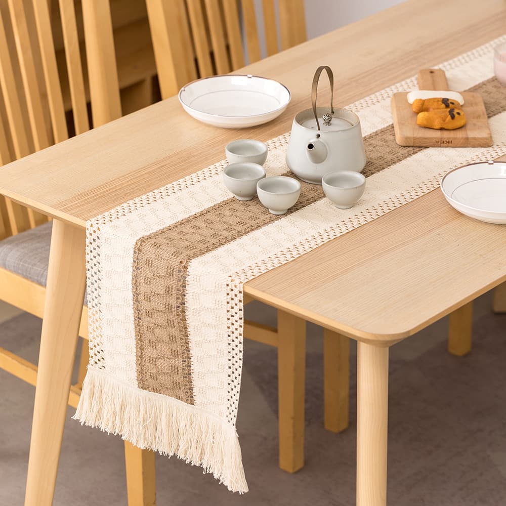 Chemin de Table Macramé à Franges Nouées (30 x 180 cm) — Maison, photo 2