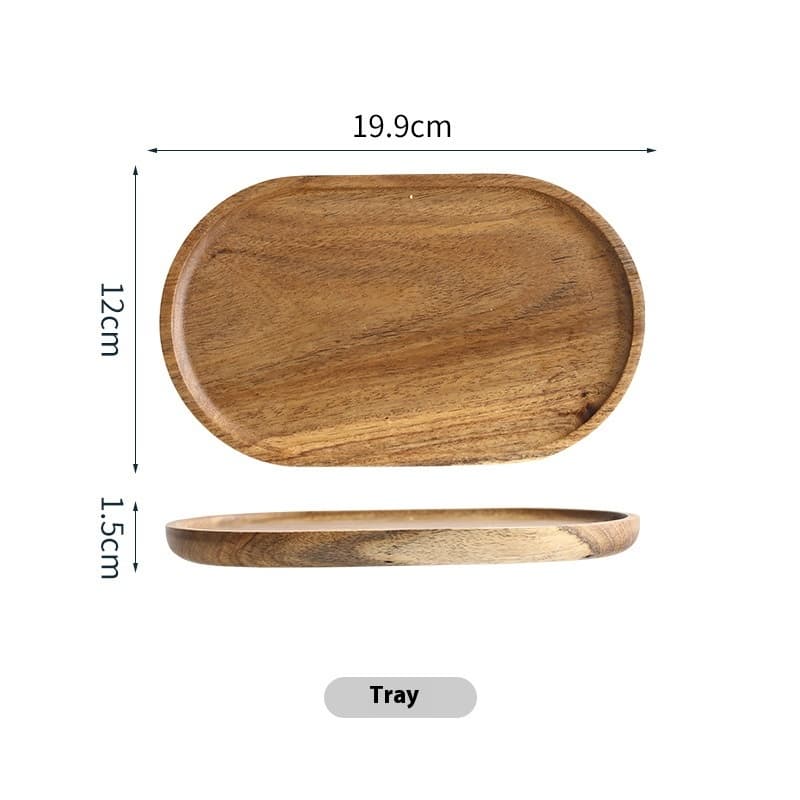 Plateau Ovale en Bois d'Acacia (environ 20 cm) — Maison, photo 3