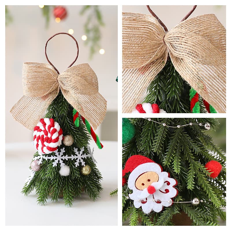 Mini sapin de Noël décoratif avec noeud en jute — Maison, photo 3
