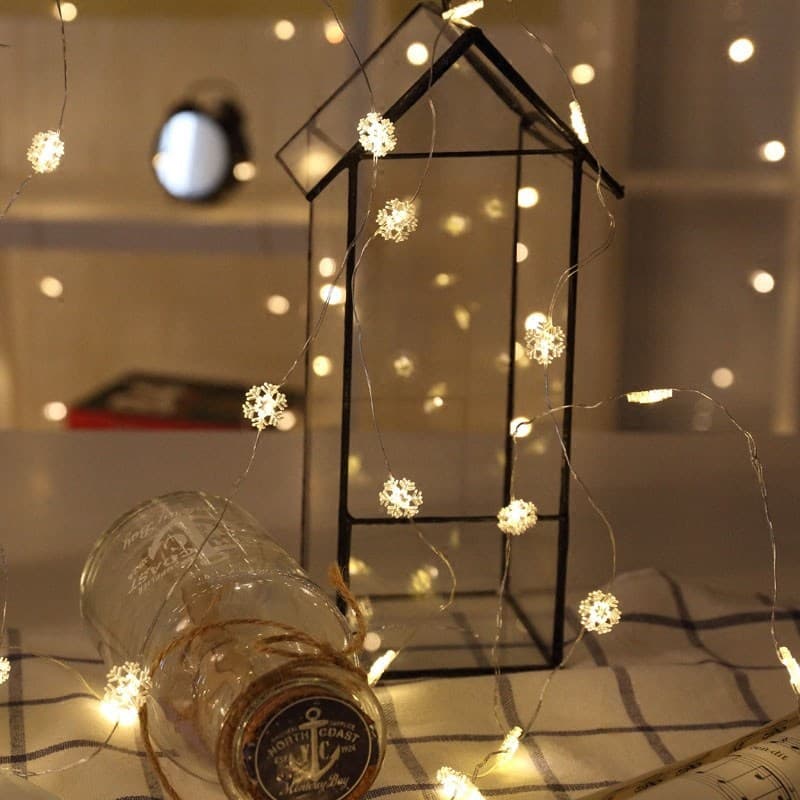 Guirlande Lumineuse Flocons de Neige (2 m, 20 LED, piles)