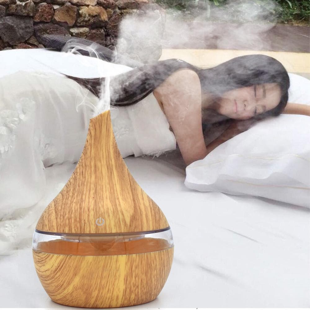 Diffuseur d'Huiles Essentielles Ultrasonique LED (bois clair, USB)