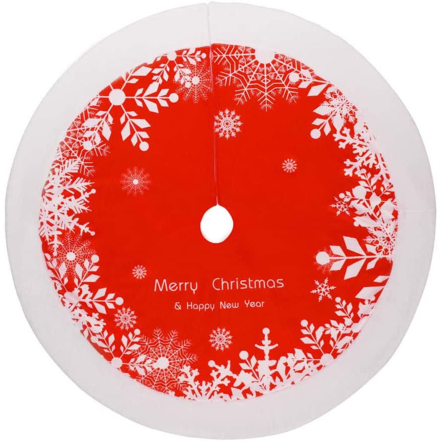 Jupe de Sapin de Noël Rouge à Flocons (122 cm)