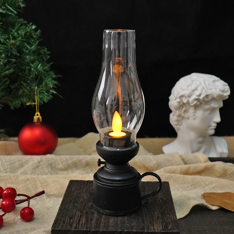 Veilleuse LED Style Lampe à Pétrole (noir)