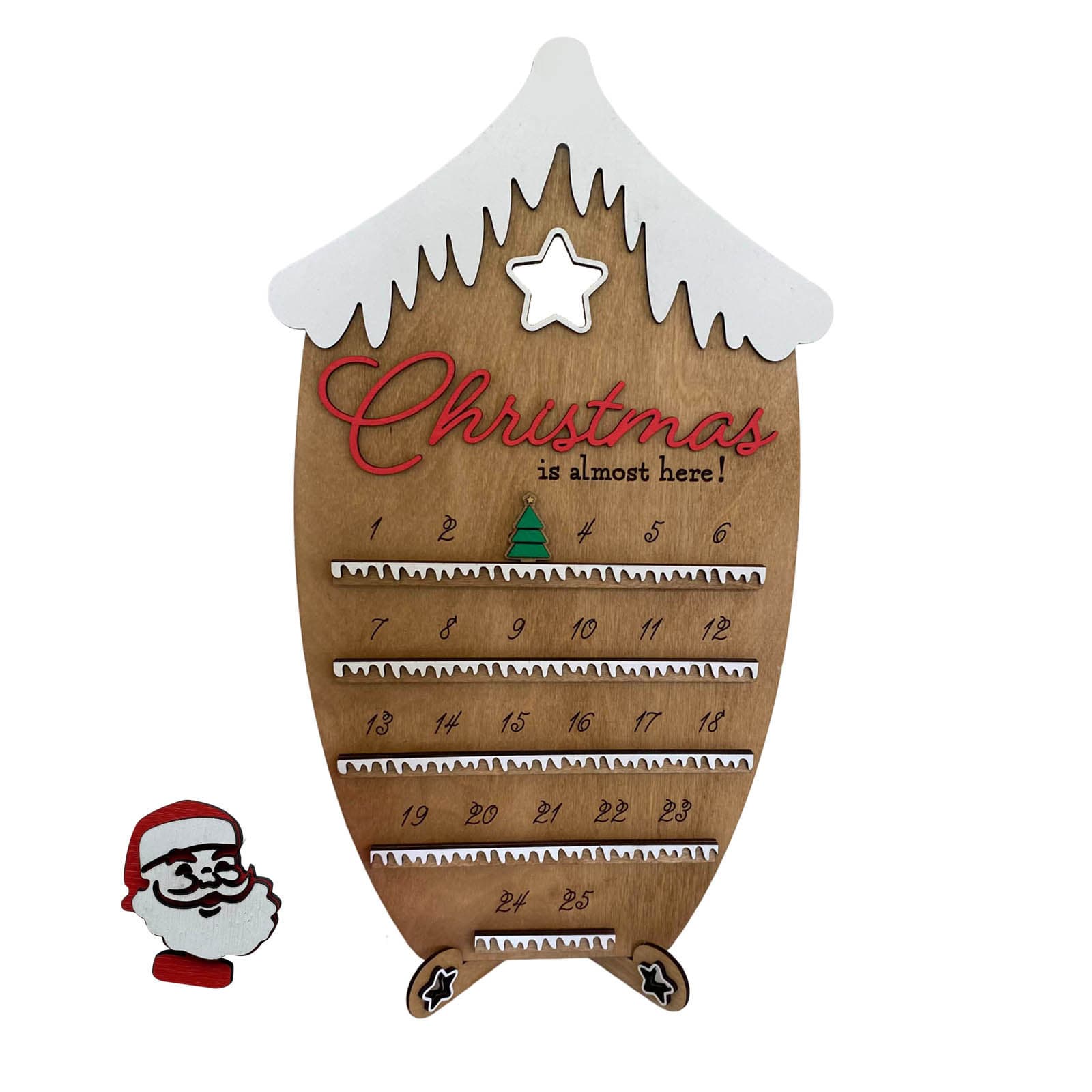 Calendrier de l'Avent en Bois Compte à Rebours de Noël