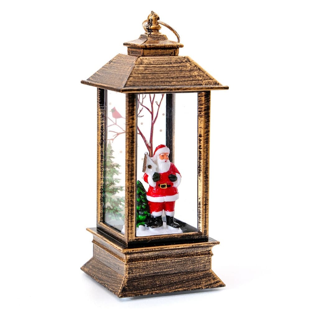 Lanterne de Noël Père Noël à Flamme LED (bronze)